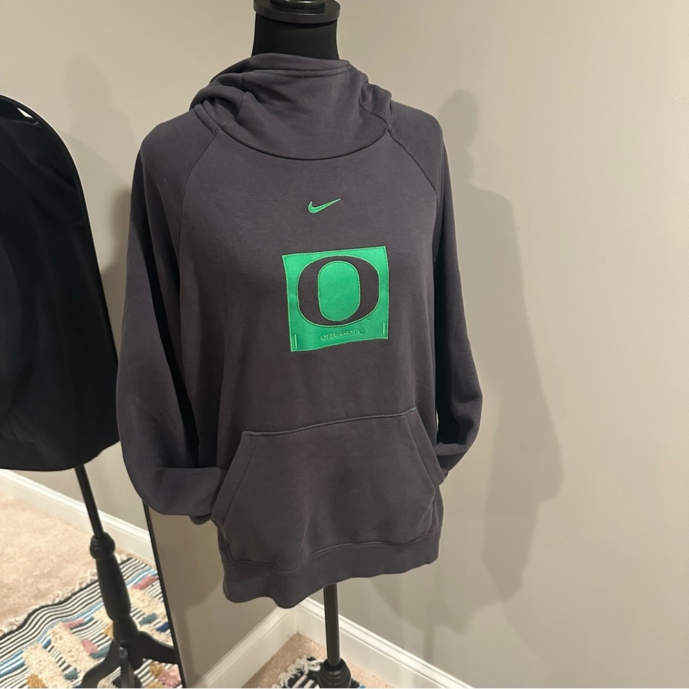 NWOT SZ:L OREGON DUCKS NCAA NIKE Women's BLACK PULLOVER Scuba NECK Hoodie